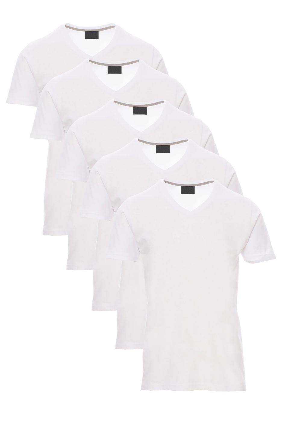 Herren T-Shirt 5er Pack mit V-Ausschnitt Basic einfarbig Weiss