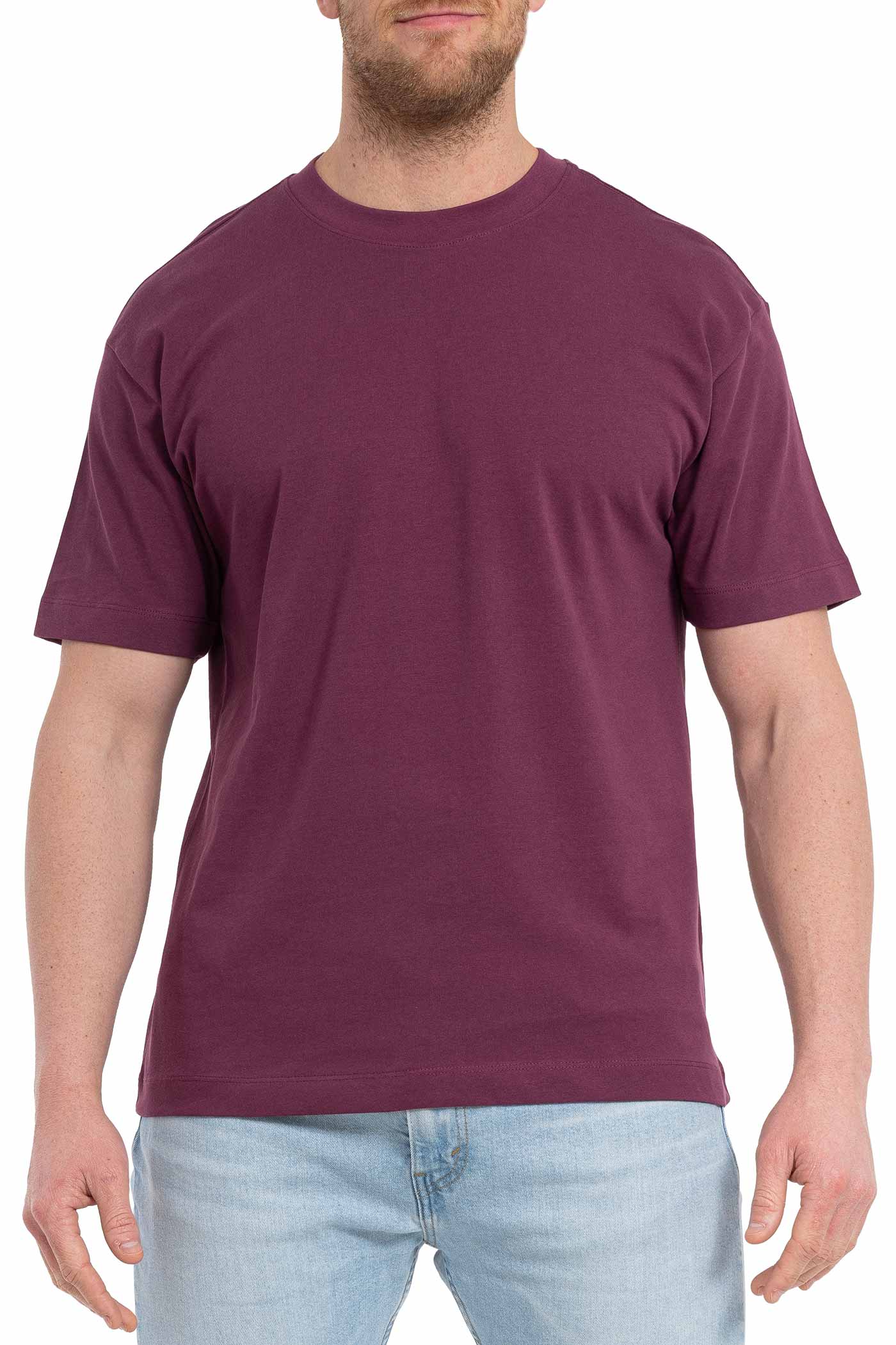 Herren T-Shirt Basic mit Rundhalsausschnitt in Bordeaux