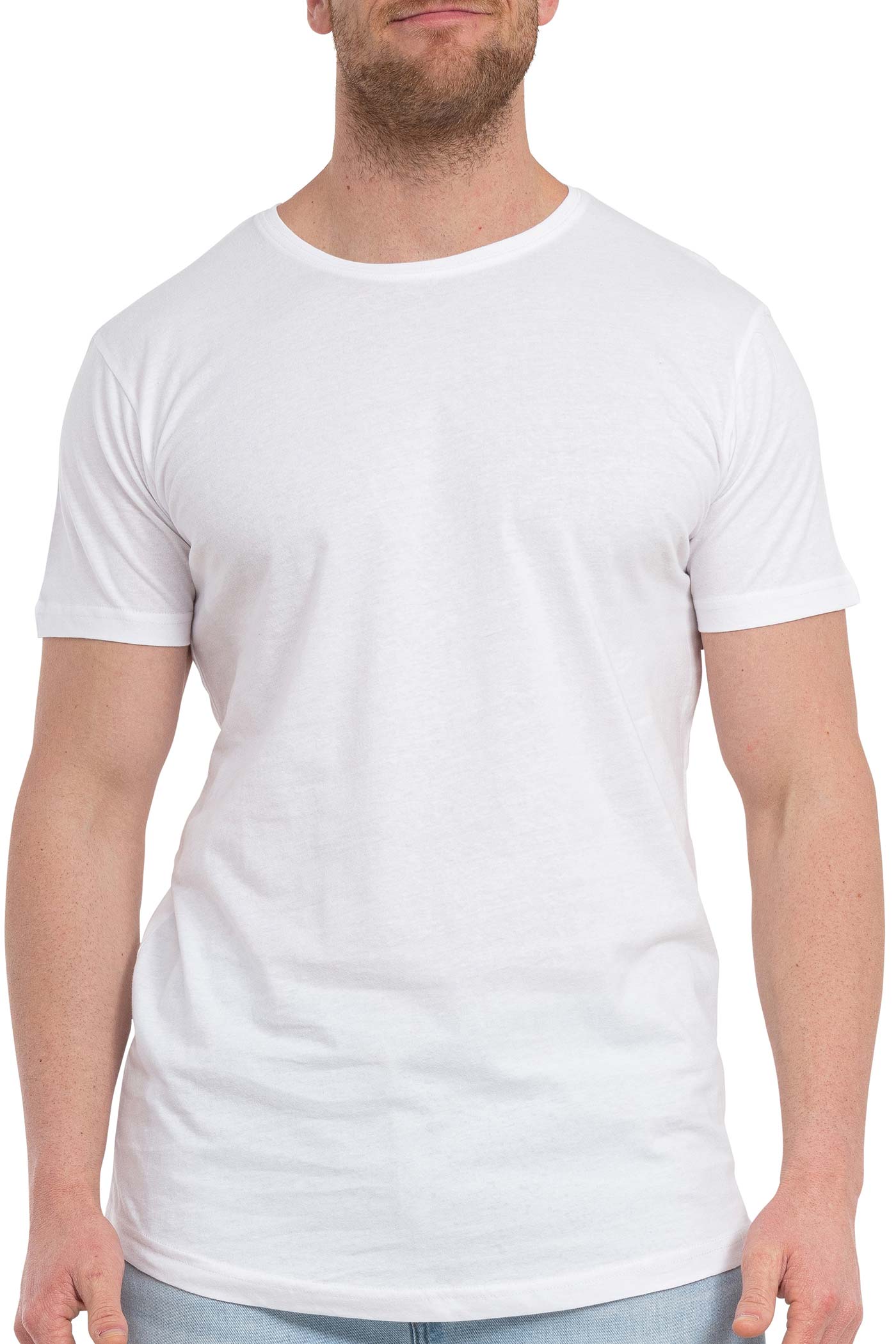 Herren T-Shirt Basic mit Rundhalsausschnitt in Weiß
