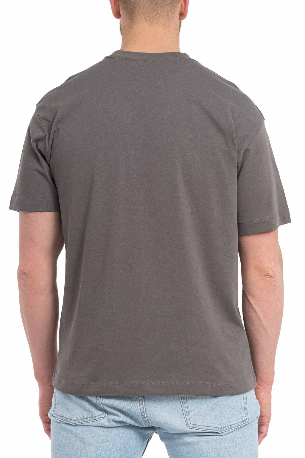 Herren T-Shirt Rückseite einfarbig in Anthrazit