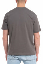 Herren T-Shirt Rückseite einfarbig in Anthrazit