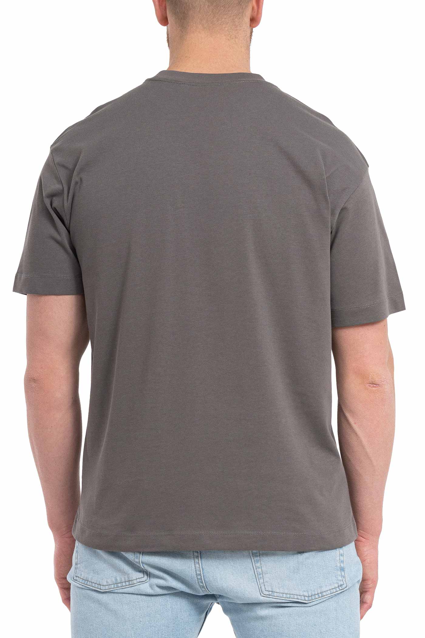 Herren T-Shirt Rückseite einfarbig in Anthrazit