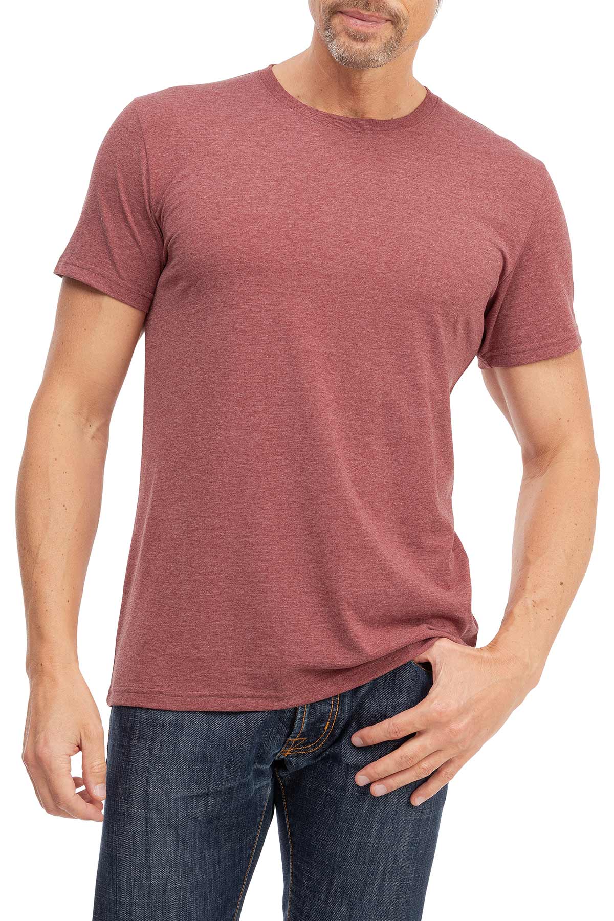 Herren T-Shirt Rundhals Meliert Comfort Bügelfrei