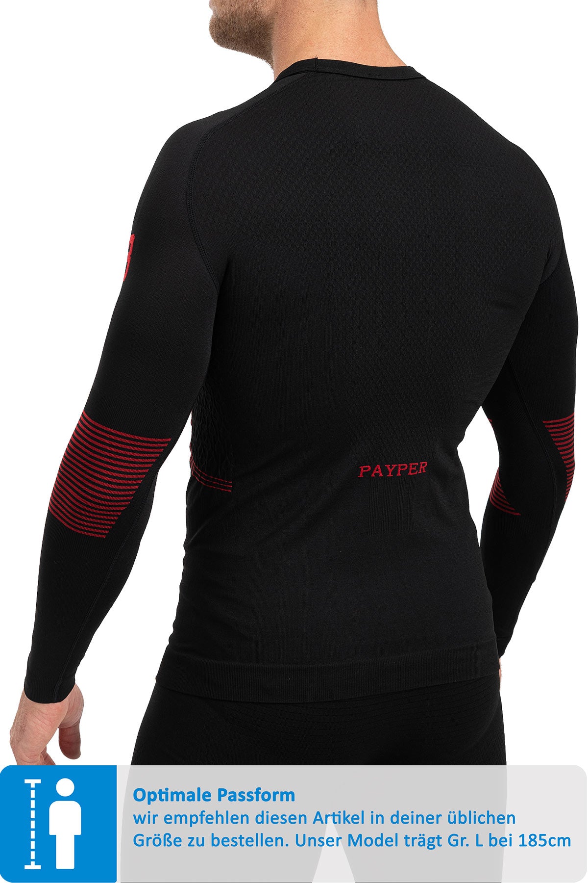 Herren langärmiges Kompressionsshirt dick in Schwarz