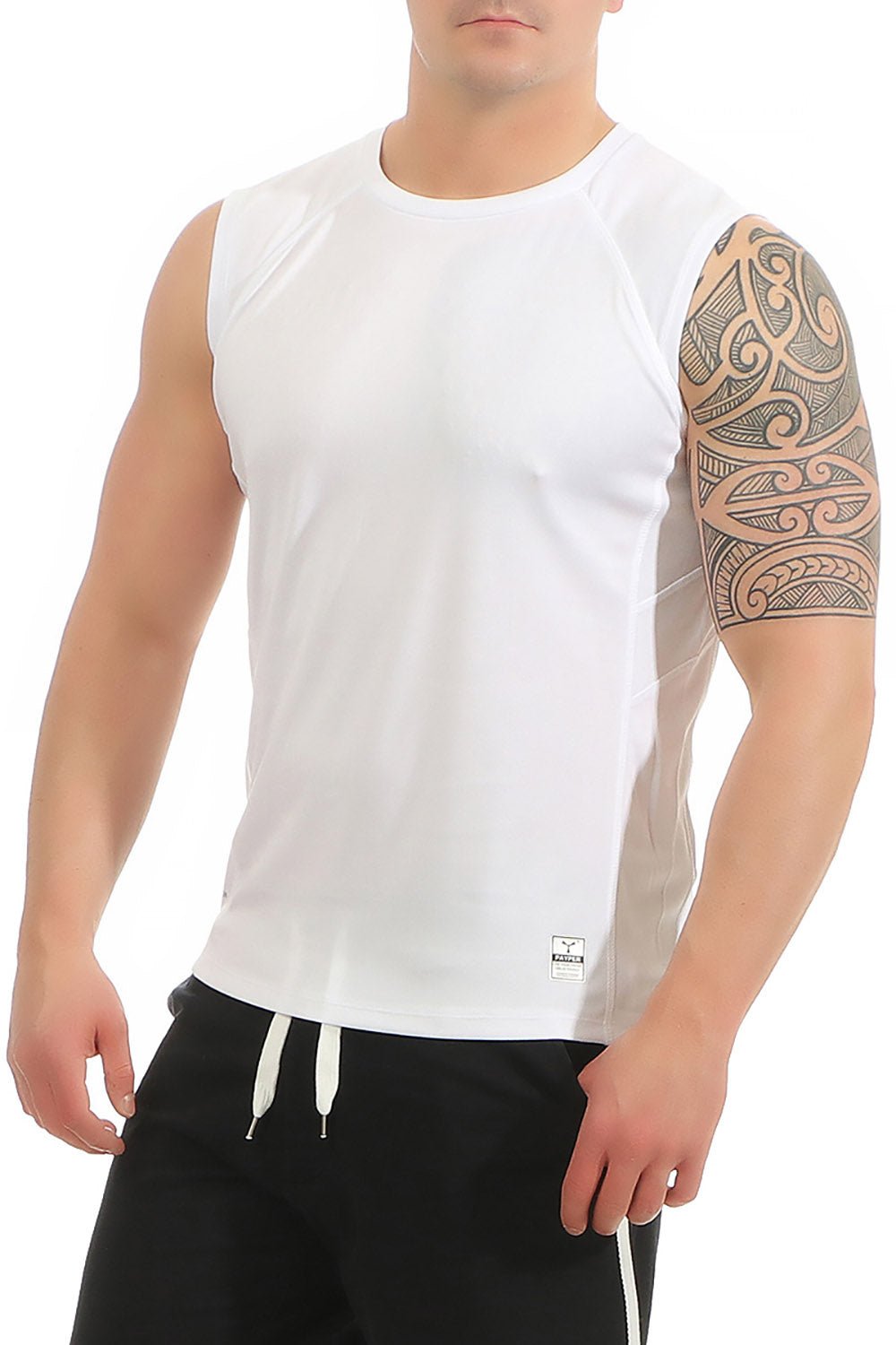 Sportshirt ohne Aermel fuer Maenner in Weiss