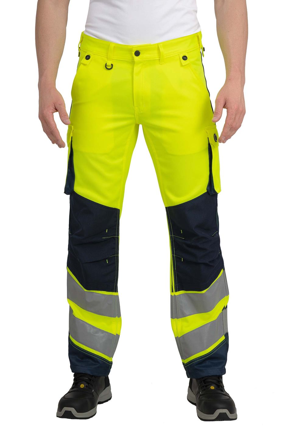 Herren Arbeitshose Warnschutz mit Reflexstreifen in Gelb