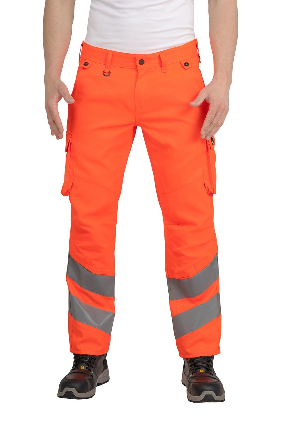 Herren Arbeitshose Warnschutz mit Reflexstreifen in Orange