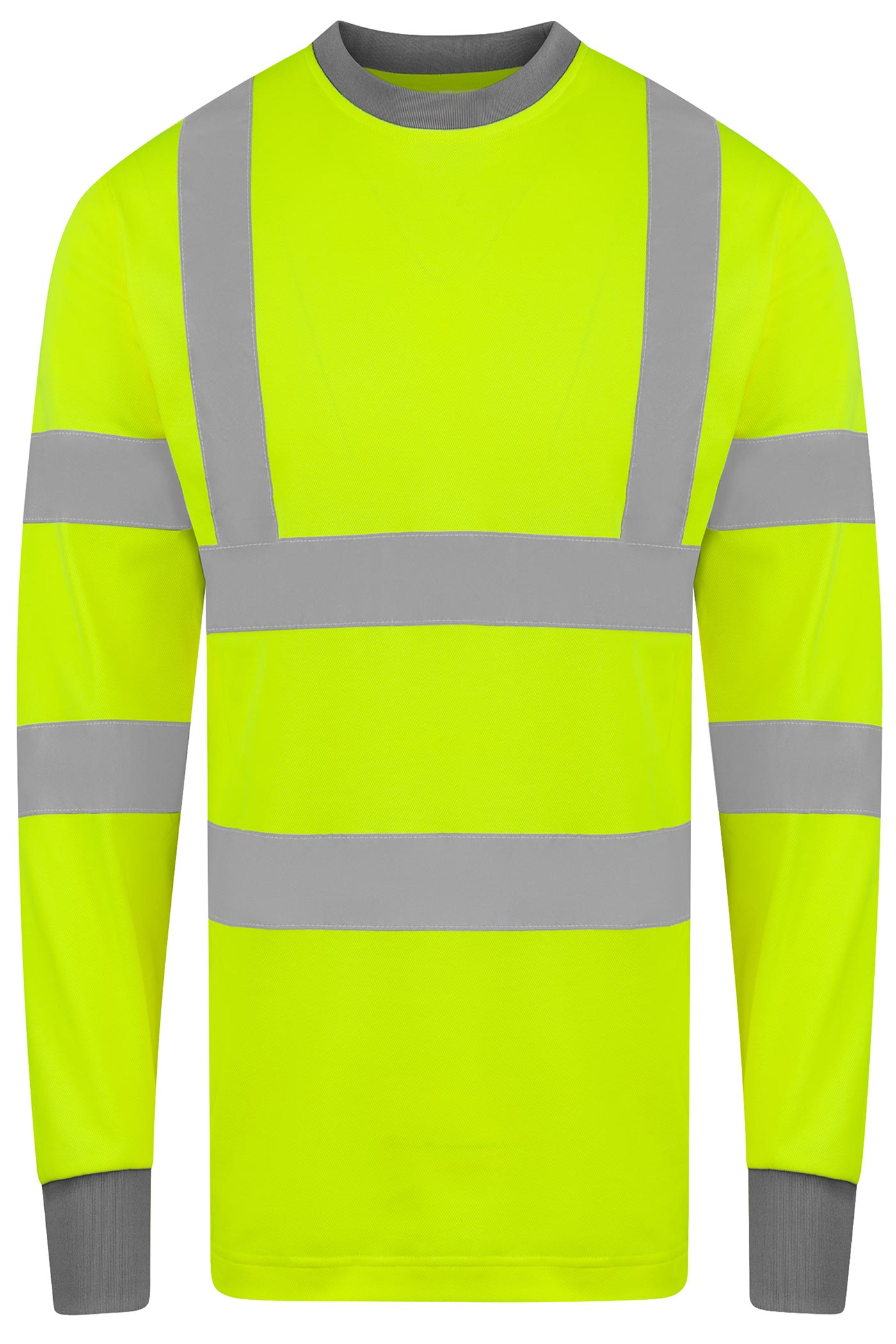 Herren Warnschutzshirt langarm mit Innenseite aus Baumwolle weich angenehm zu tragen in Gelb
