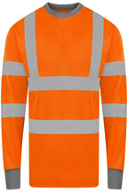 Herren Warnschutzshirt langarm mit Innenseite aus Baumwolle weich angenehm zu tragen in Orange