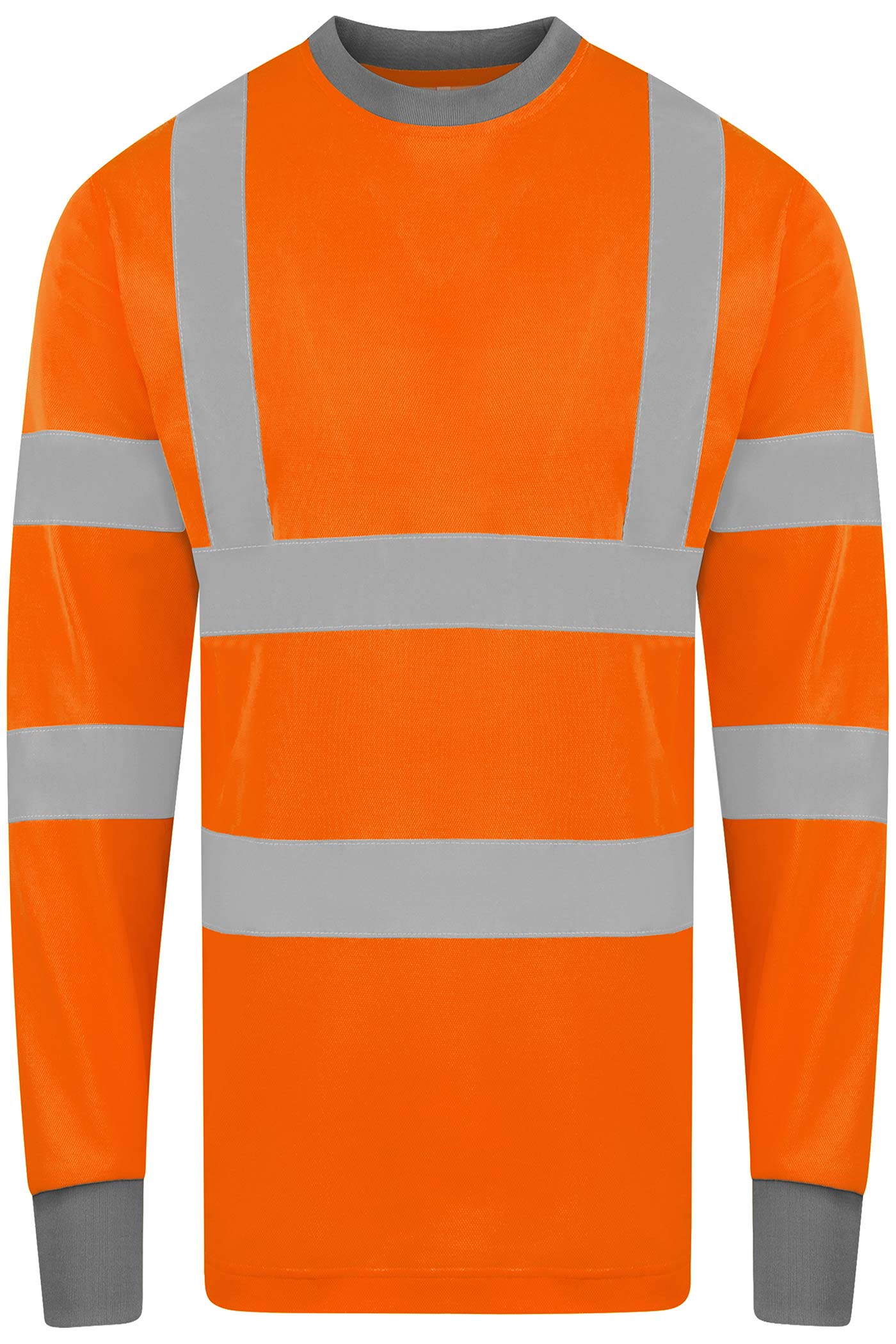 Herren Warnschutzshirt langarm mit Innenseite aus Baumwolle weich angenehm zu tragen in Orange