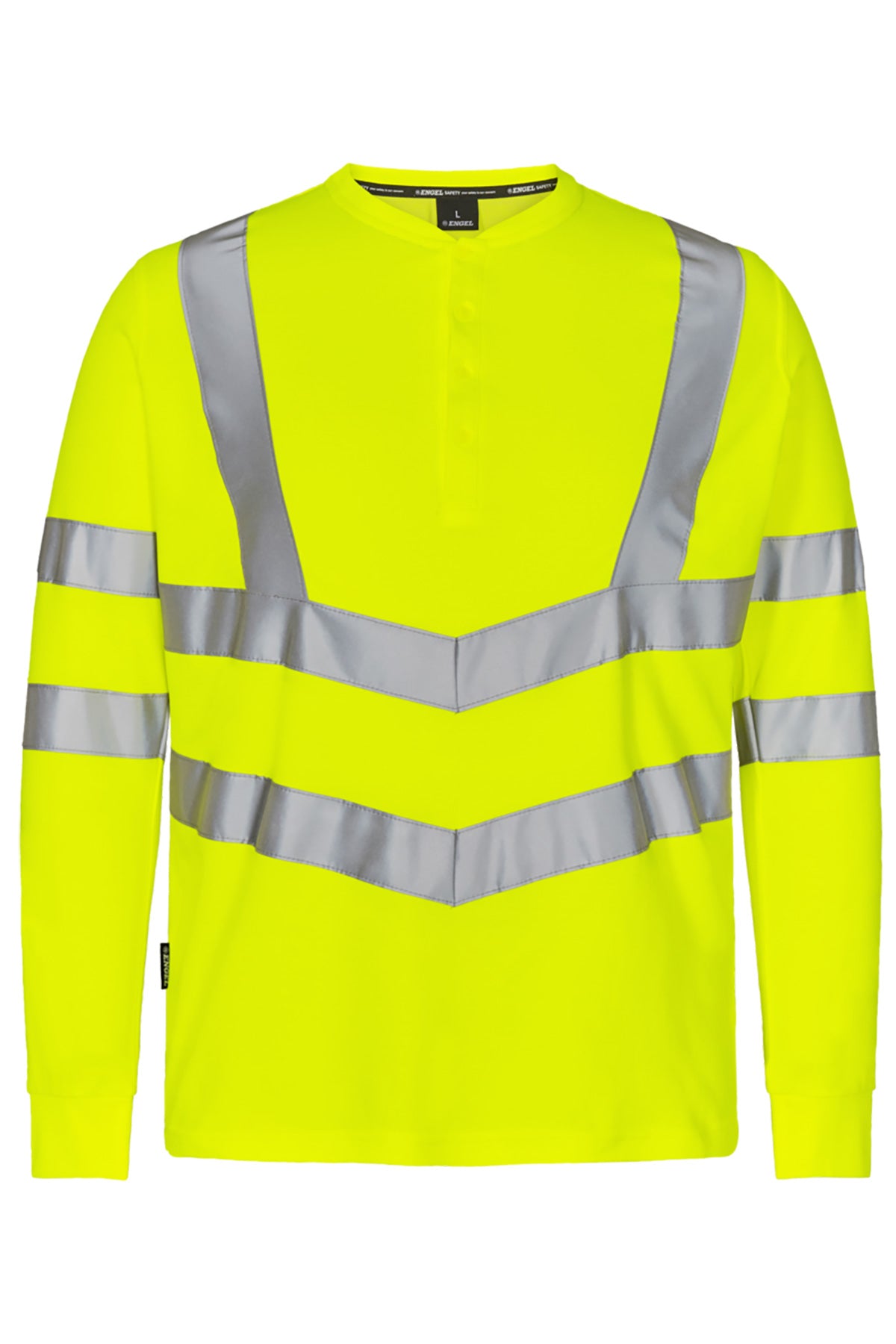 Herren Warnschutz Langarmshirt mit Knopfleiste