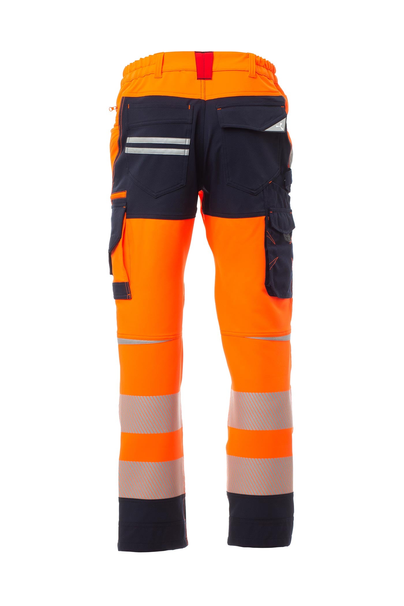Herren Warnschutzhose mit Gesäßtaschen und dehnbarem Material und Bund in Orange