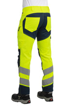 Herren Arbeitshose Warnschutz mit Gesäßtaschen in Gelb-Dunkelblau