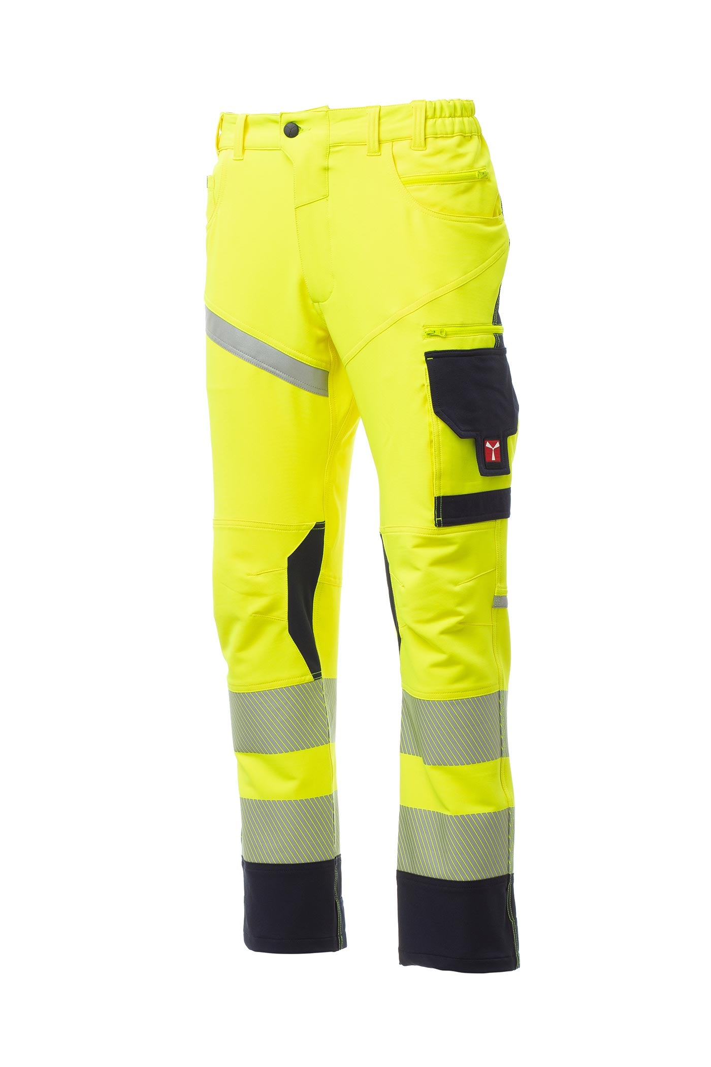 Herren Warnschutzhose Sicherheit mit Reflexstreifen in Gelb-Dunkelblau