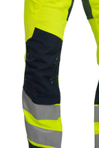 Herren Warnschutz-Arbeitshose für jeden Tag in Gelb-Dunkelblau