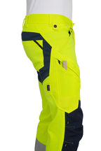 Herren Warnschutzhose mit elastischem Bund in Gelb-Dunkelblau
