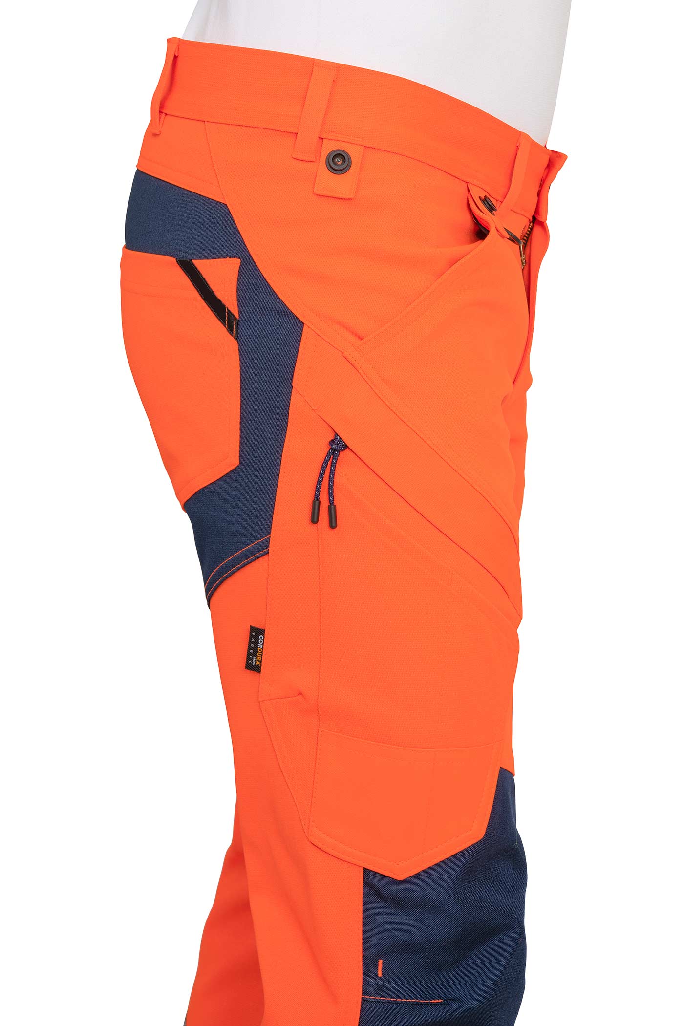 Herren Warnschutzhose mit elastischem Bund in Orange-Dunkelblau