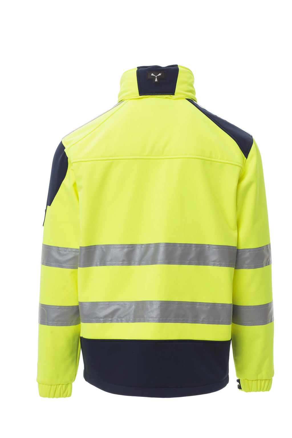 Herren Warnschutzjacke Softshell mit Reflexstreifen und Kapuze in Gelb