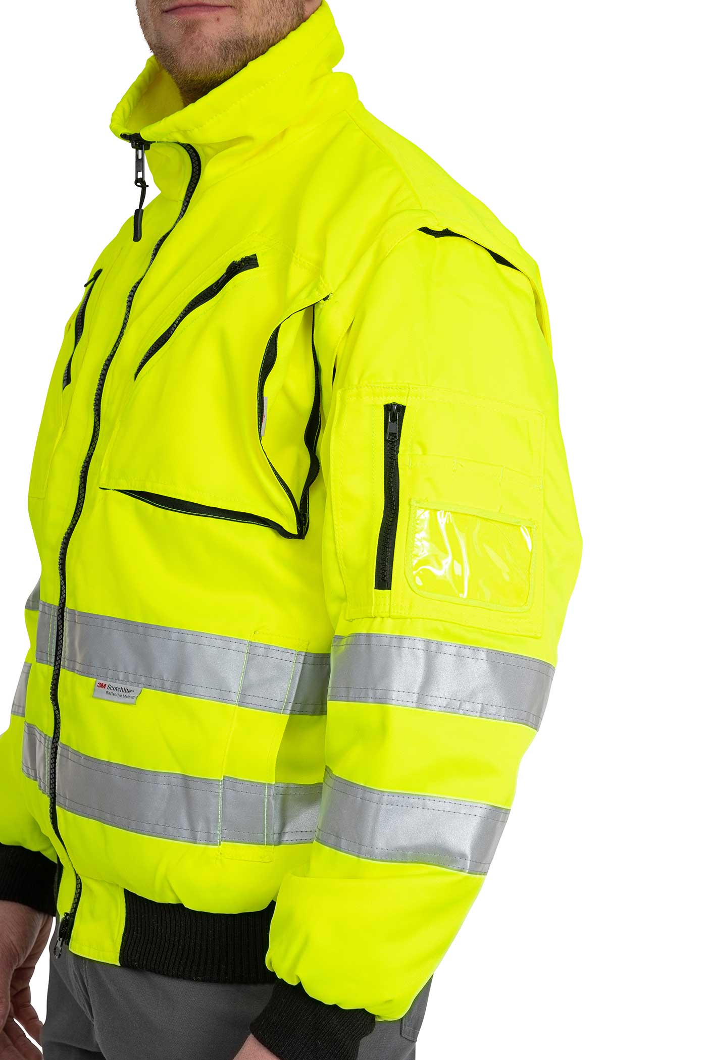 Herren Warnschutzjacke regenfest mit Brust- und Armtasche in Orange