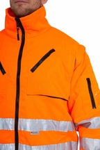 Herren Winterjacke Warnschutz regenfest für den Winter Orange