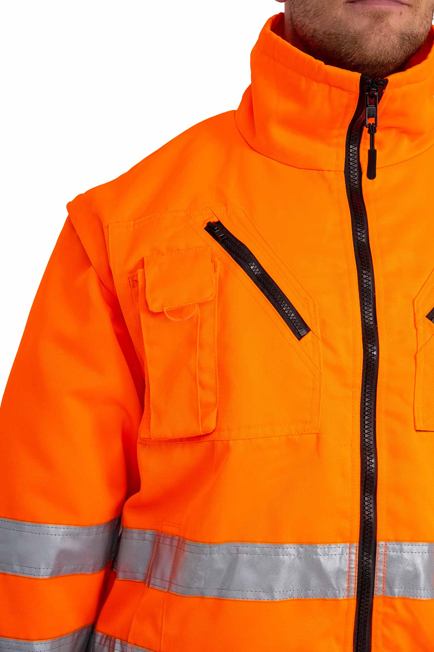 Herren Warnschutzjacke mit Reflexstreifen in Orange