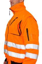 Herren Warnschutzjacke regenfest mit Brust- und Armtasche in Orange