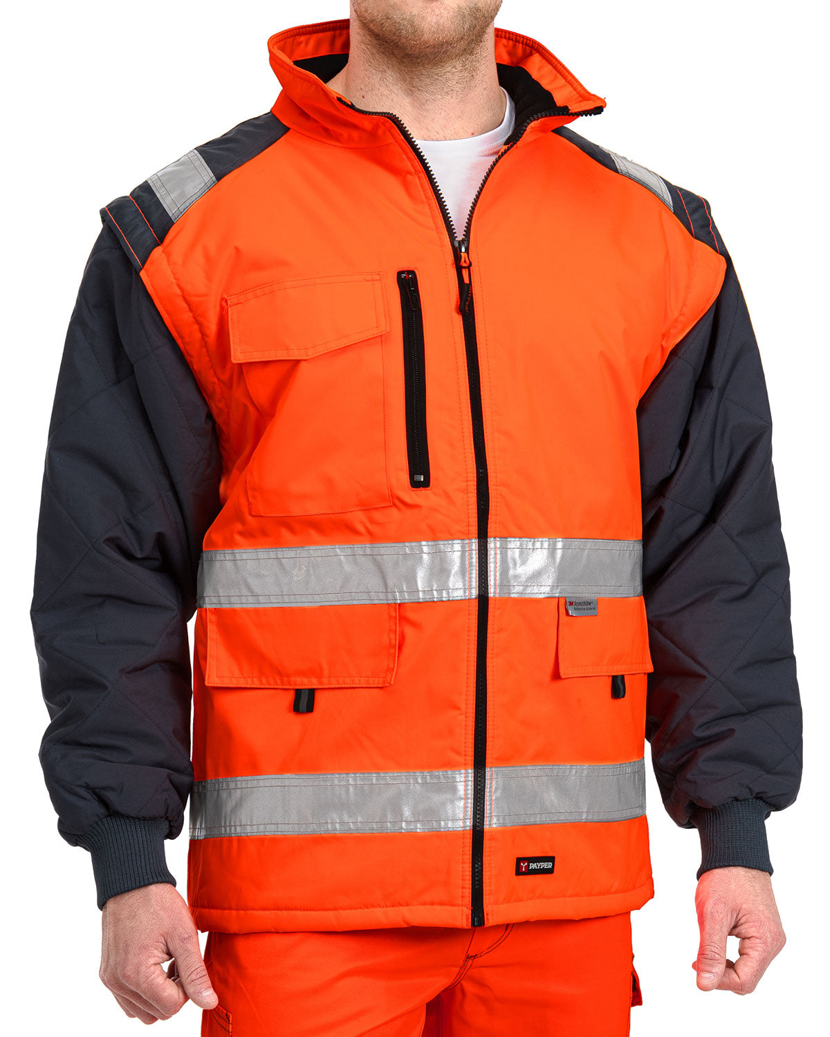 Herren Warnschutzjacke in grossen Groessen in Orange