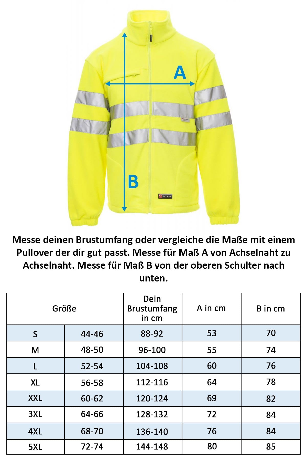 Herren Warnschutz Fleecejacke EN ISO 20471 Klasse 3 Light