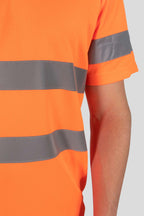 Herren Warnschutz T-Shirt mit Reflexstreifen Hohe Sichtbarkeit EN ISO 20471 Klasse 2 Delta