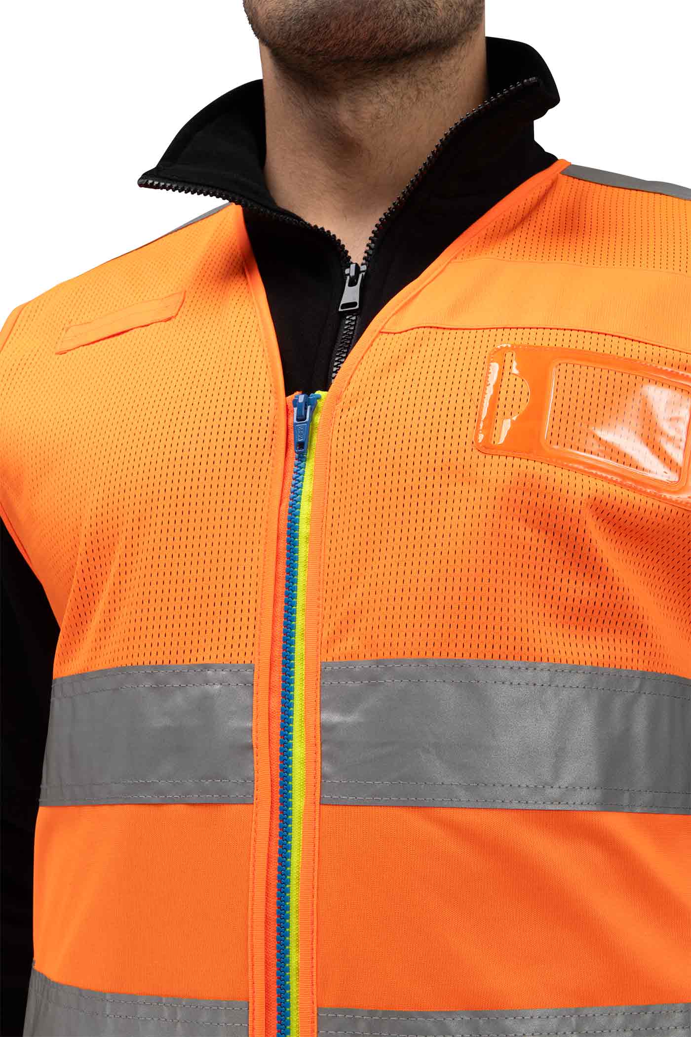 Herren Warnweste Warnschutz mit Reflexstreifen in Orange