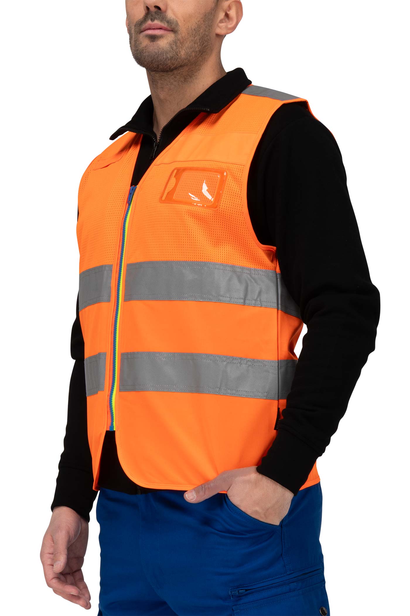 Herren Warnweste für Arbeitssicherheit und Freizeit in Orange