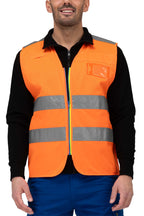 Herren Warnschutzweste mit Ausweistasche Warnweste Orange