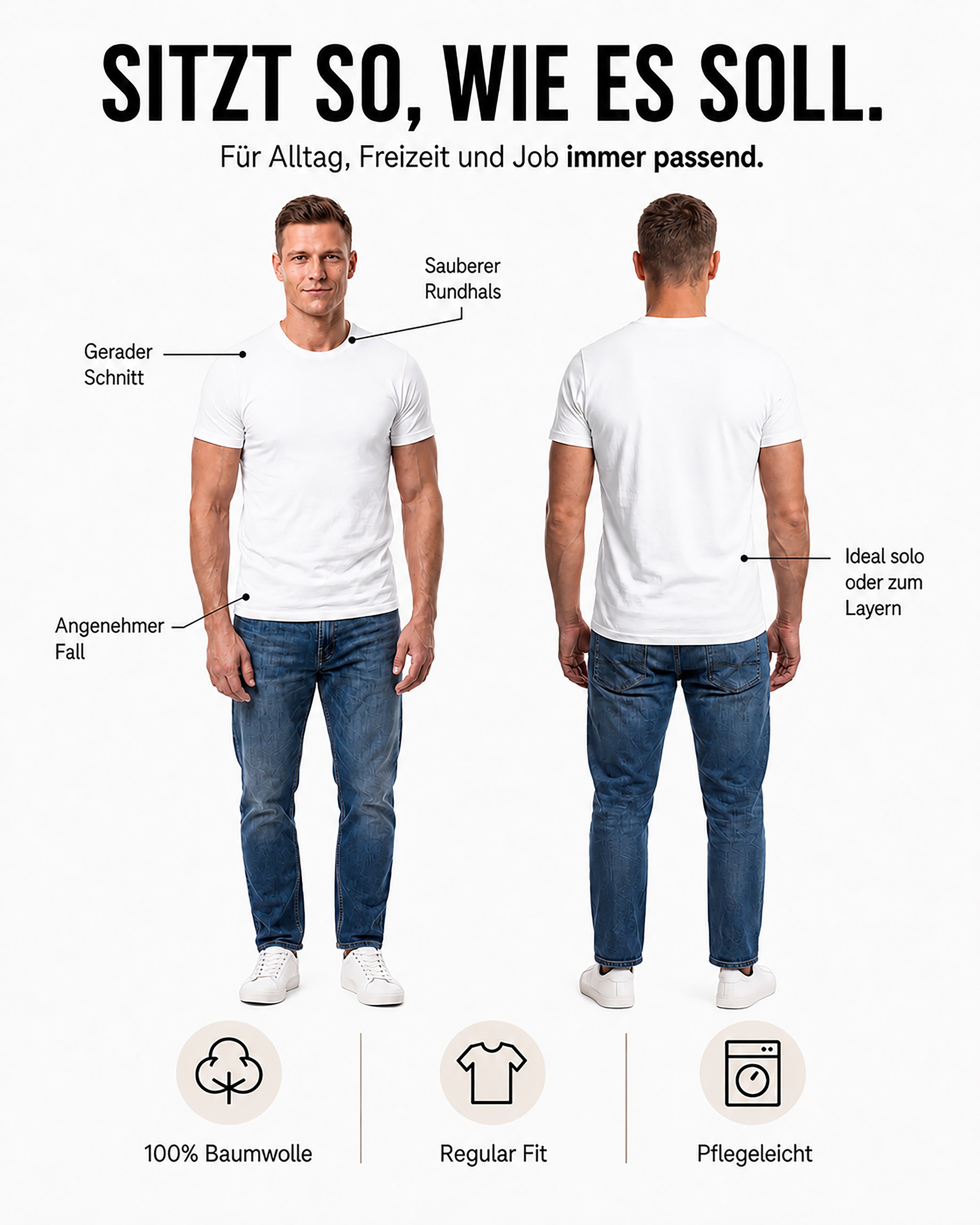 Herren T-Shirt Rundhals Baumwolle – Sunset