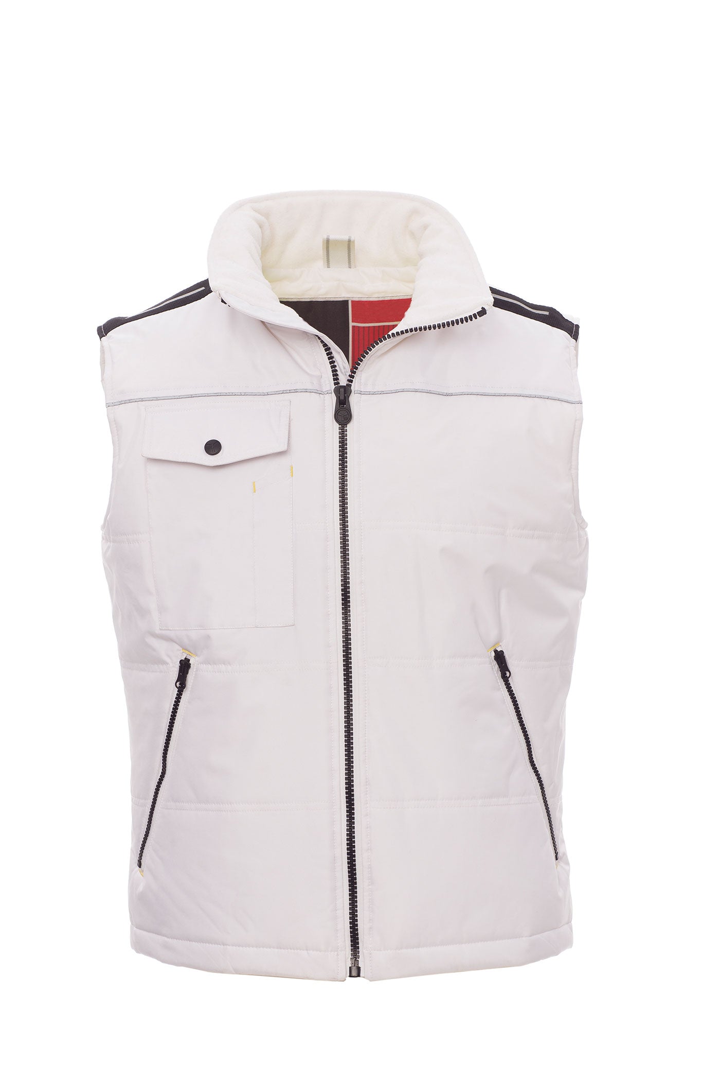 Herren Arbeitsweste mit großen Taschen gefüttert in Weiß