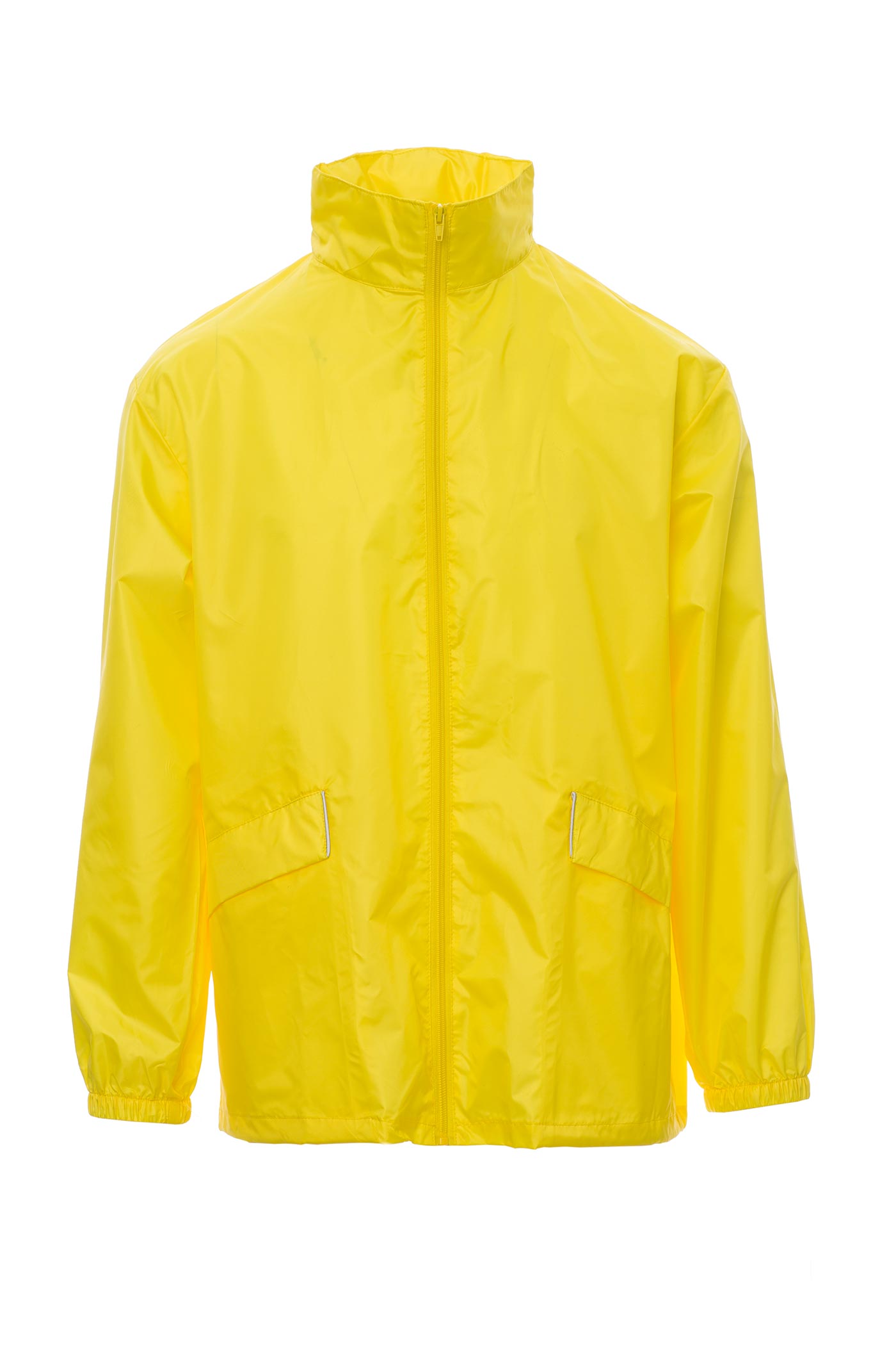 Herren Windbreaker mit Taschen und einrollbarer Kapuze in Gelb