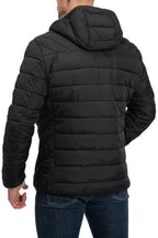 Herren Steppjacke leicht aus Nylon mit Kapuze in Schwarz