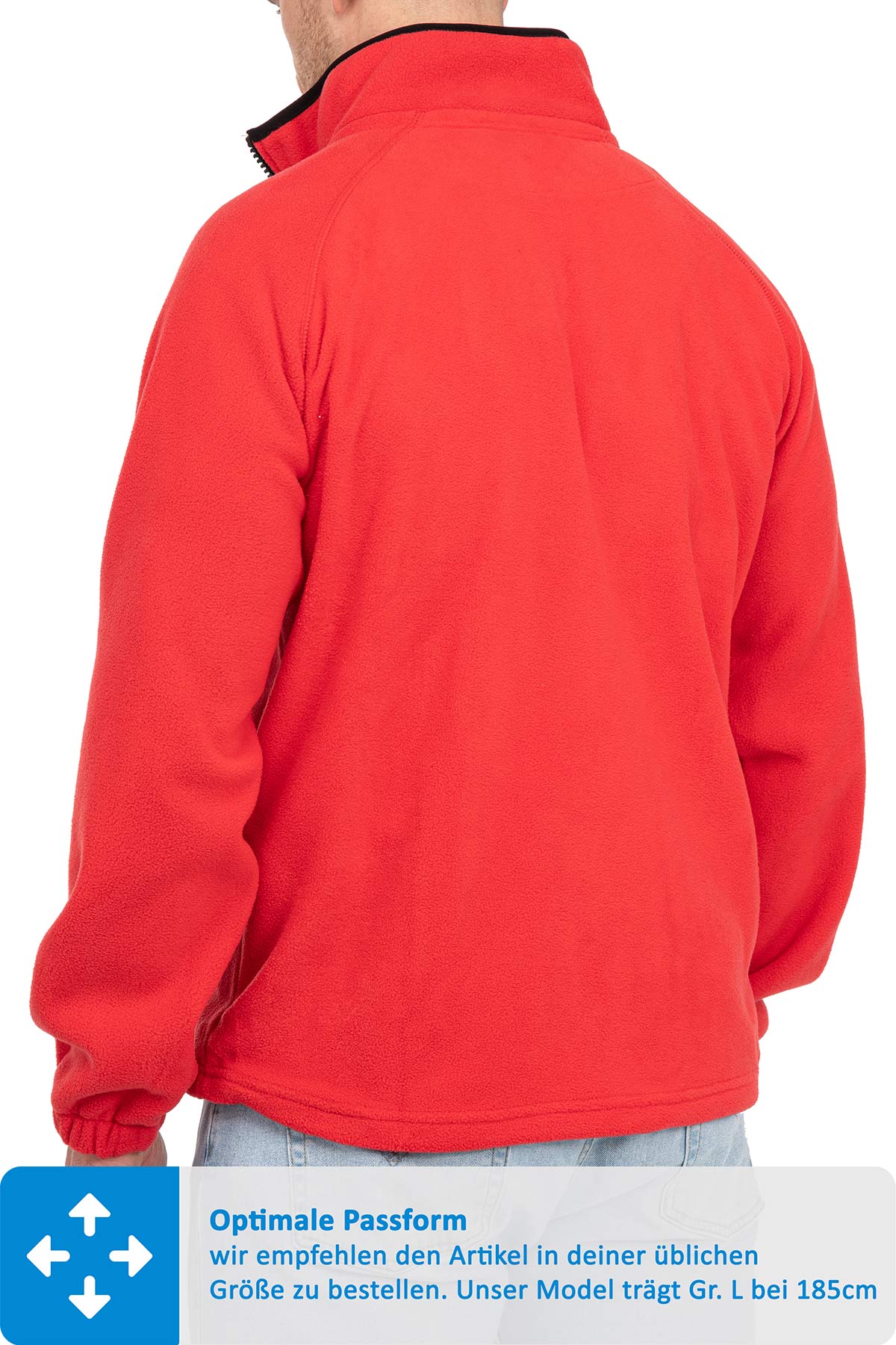 Jacke aus Fleece Rueckseite mit Stehkragen in Rot