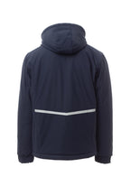 Herren Winterjacke gefüttert mit einem Reflexstreifen und Kapuze in Dunkelblau