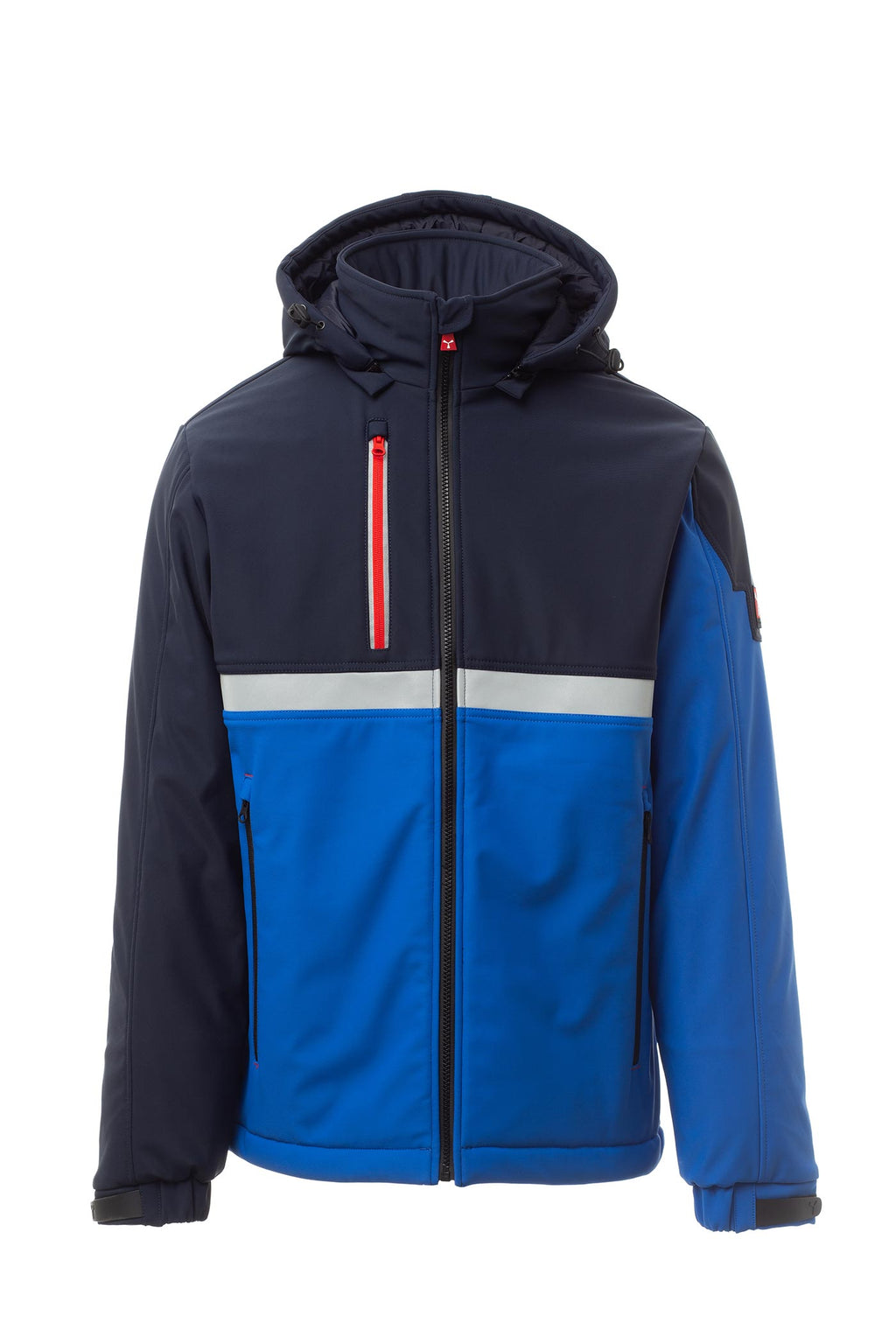 Herren gefütterte Winterjacke mit Brusttasche und Stehkragen in Blau