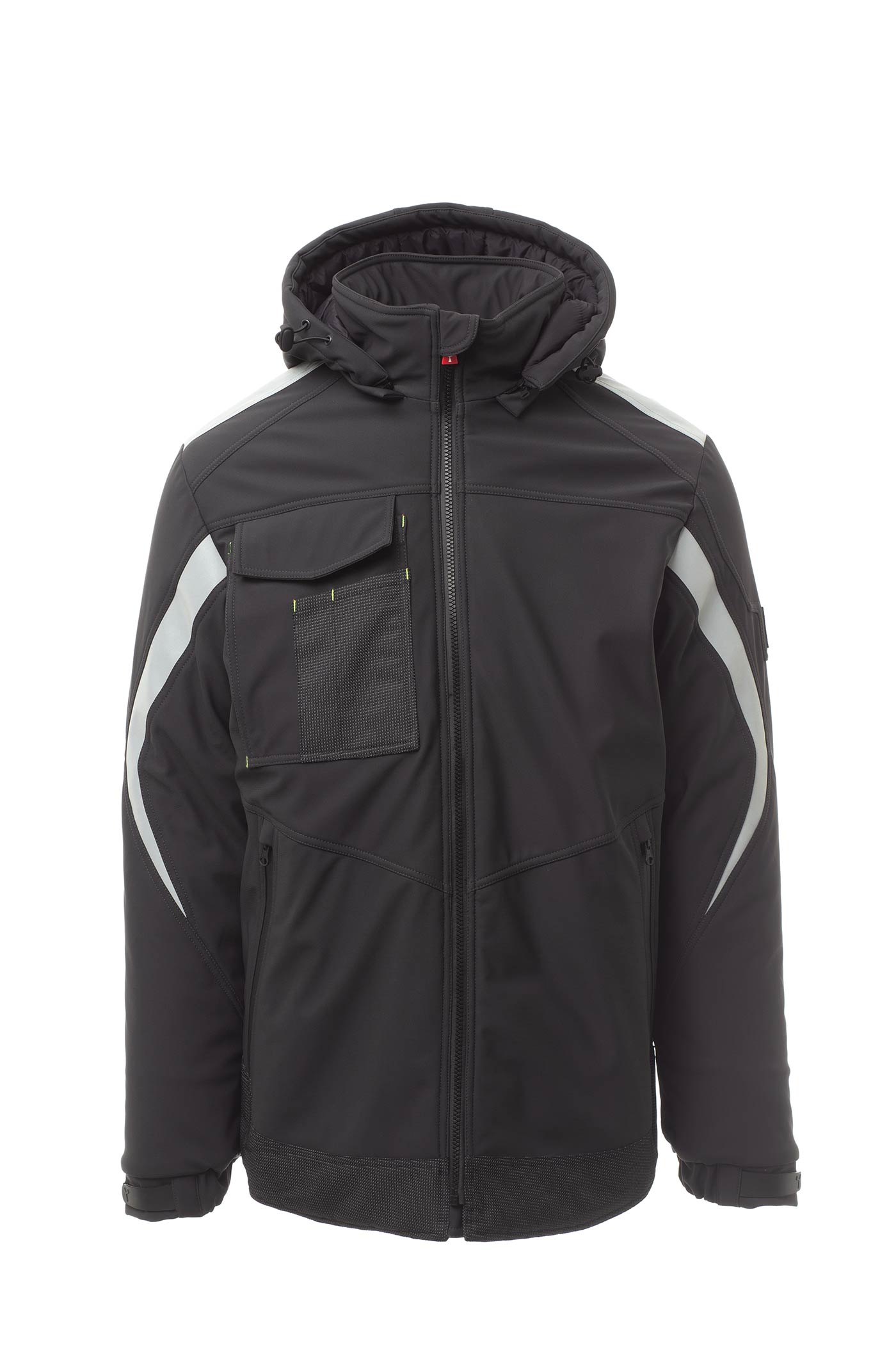 Herren Winterjacke aus Softshell mit vielen Taschen in Anthrazit