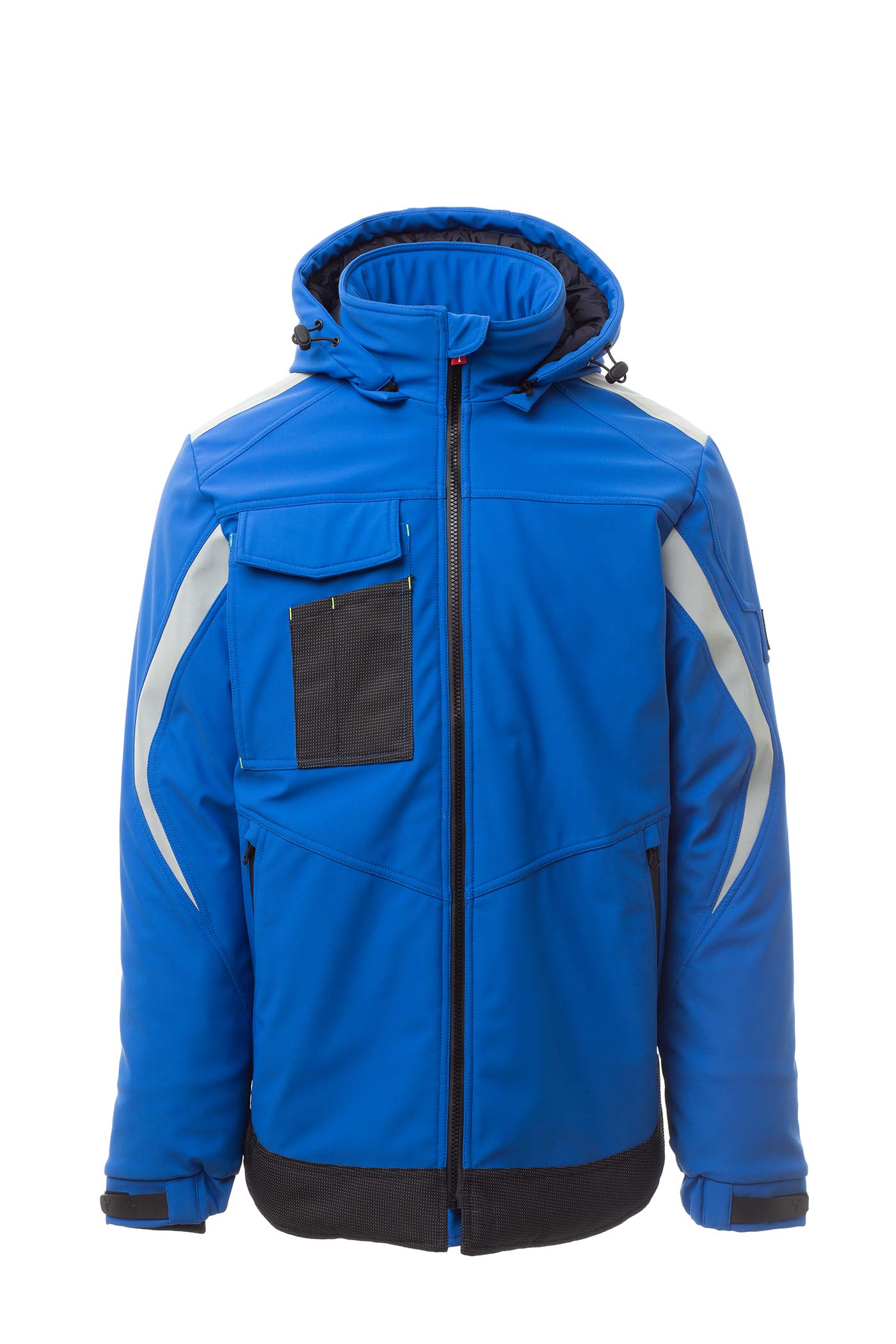 Herren Winterjacke aus Softshell mit vielen Taschen in Blau