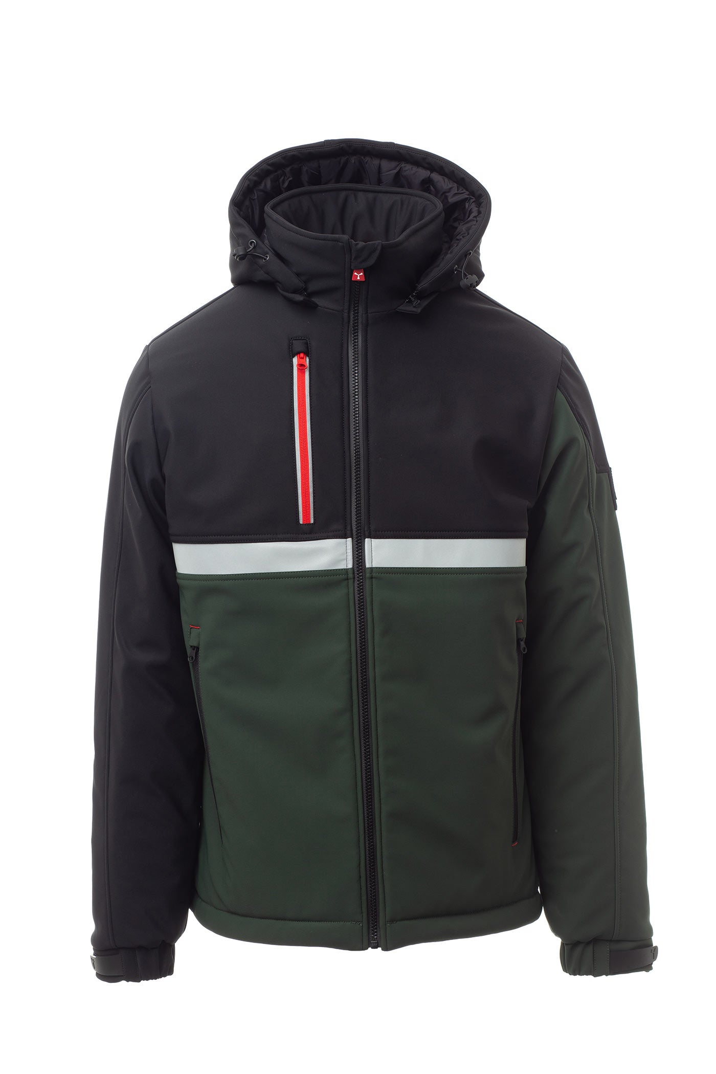 Herren gefütterte Winterjacke mit Brusttasche und Stehkragen in Grün