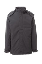 Herren Winterjacke mit Kapuze, Reißverschluss und Klettverschluss in Anthrazit