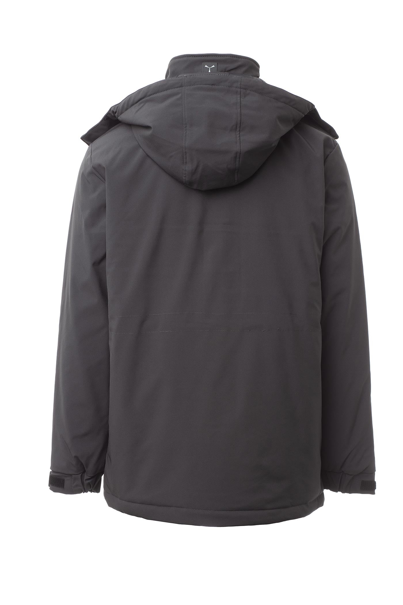 Herren Winterjacke Softshell Rückseite mit Kapuze in Anthrazit