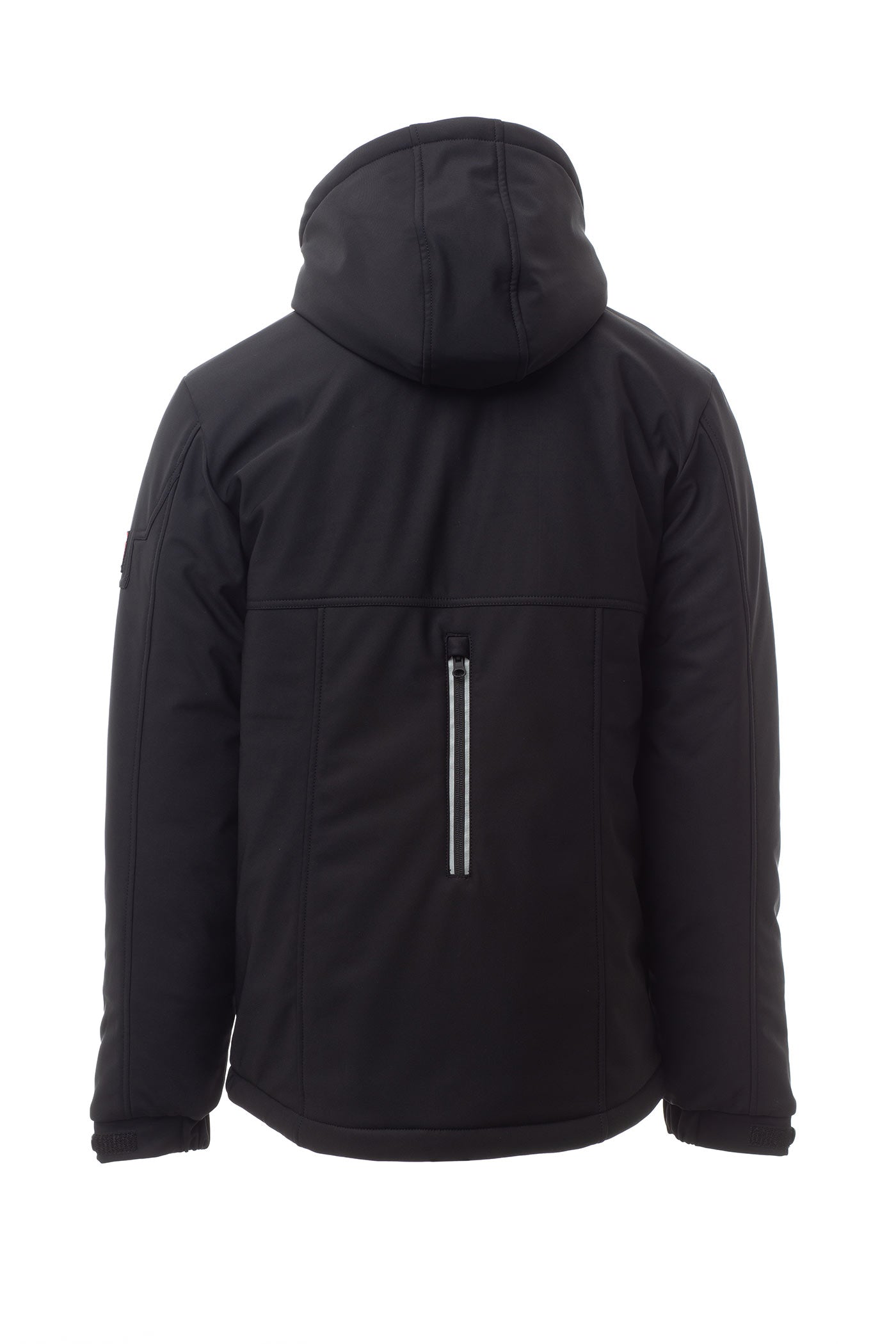 Herren Winterjacke aus Softshell mit abtrennbarer Kapuze in Schwarz