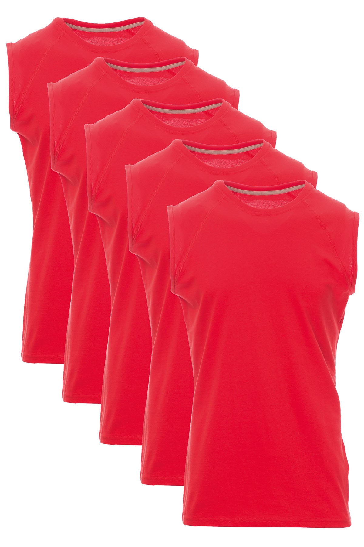 Herren Shirts ohne Aermel 5er Pack Rot