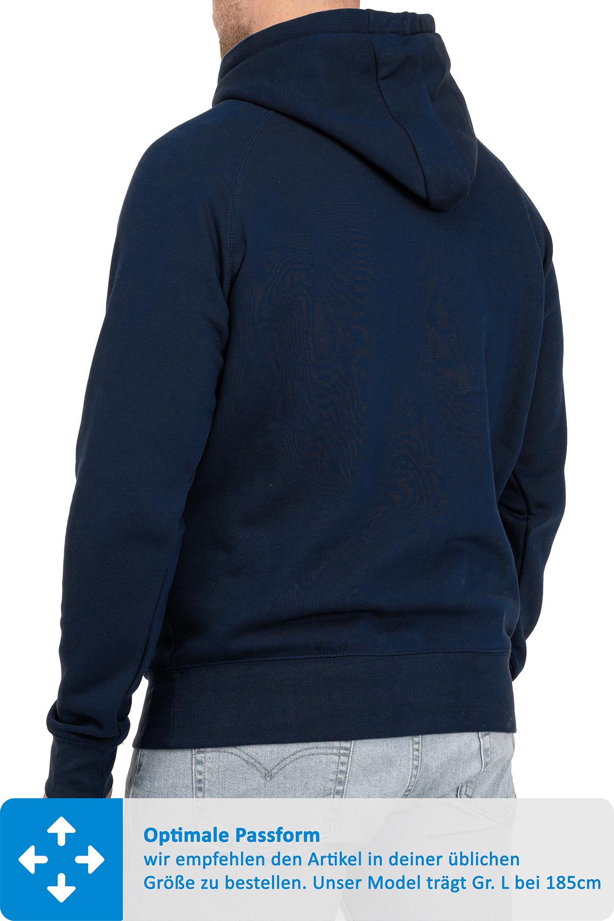 klassischer Kapuzenpullover mit gutem Schnitt in Dunkelblau