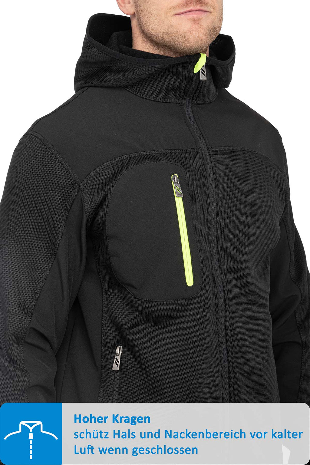 Herren Jacke aus Strickgewebe mit Brusttasche in Schwarz