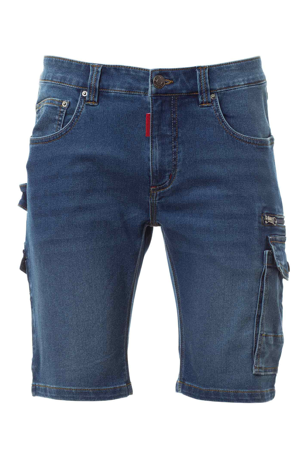 Herren kurze Arbeitshose im Jeans-Design mit funktionalen Taschen in Dunkelblau