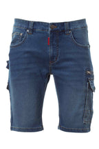 Herren kurze Arbeitshose im Jeans-Design mit funktionalen Taschen in Dunkelblau